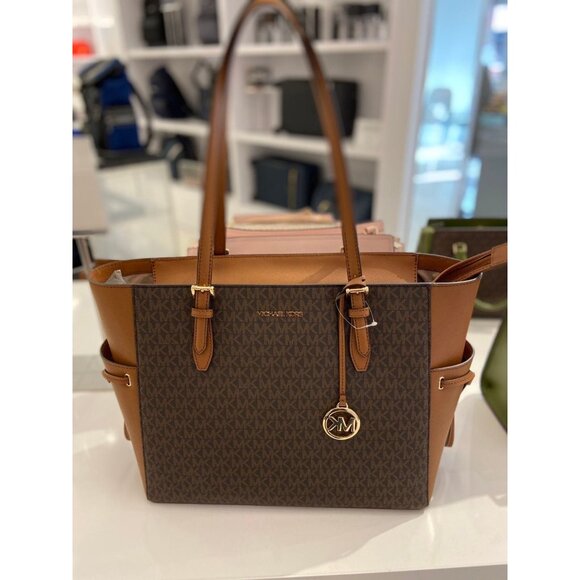 Michael Kors tote gilly large leather tote bag MK signature bag brown - Picture 1 of 7